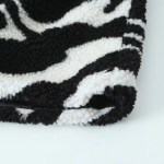 Womens Black and White Faux Wool Vintage Zip Long-Sleeved Jacket High Neck