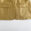 Womens Classic Gold Shimmer Straight Cut Single breasted Blazer