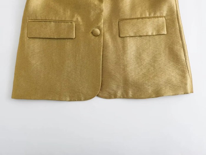 Womens Classic Gold Shimmer Straight Cut Single breasted Blazer