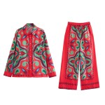 Boojee Boho print Womens Silky Satin loungewear Shirt and Pant Set Boojee Boho print Womens Silky Satin loungewear Shirt and Pant Set
