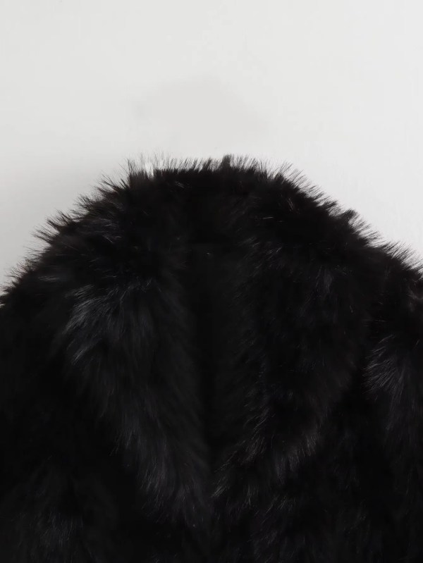 Womens Warm Faux Fur Black Short Vintage Coat Womens Warm Faux Fur Black Short Vintage Coat