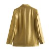 Womens Classic Gold Shimmer Straight Cut Single breasted Blazer