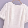 Womens Classic Black or White Short sleeve Tweed Mini Dress with Button Detail