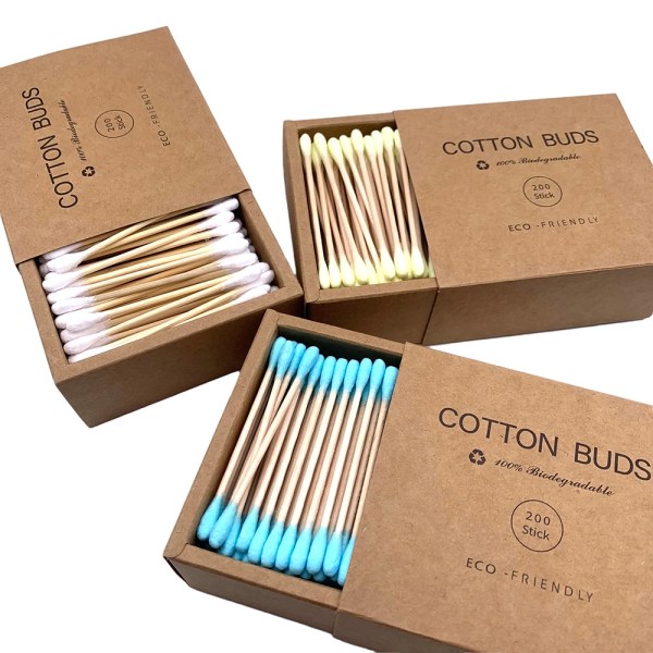 200Pcs Bamboo Cotton Double Head Adults Makeup Cotton Swabs