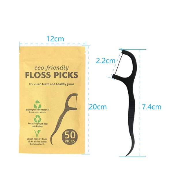 50Pcs Floss Dental Cleaning Toothpick Biodegradable PLA Eco Friendly 50Pcs Floss Dental Cleaning Toothpick Biodegradable PLA Eco Friendly