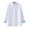 Womens Classic Oversized White Shirt with Collar Blue Detail Womens Classic Oversized White Shirt with Collar Blue Detail