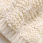 Womens Textured Ivory Knit Round Collar Jumper