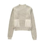 Women’s Army Inspo Short Knit Ivory Round neck jumper with side pockets