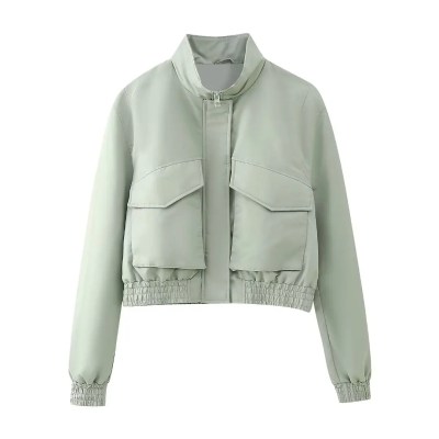 Womens Ice Gray Retro Nylon Zipper Jacket Coat + Pleated Mini Skirt Womens Ice Gray Retro Nylon Zipper Jacket Coat + Pleated Mini Skirt
