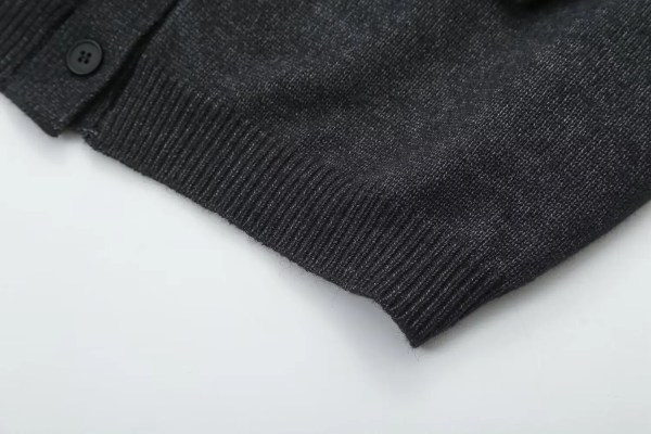 Womens Knot Knit V Neck Long Sleeve Cardigan Charcoal