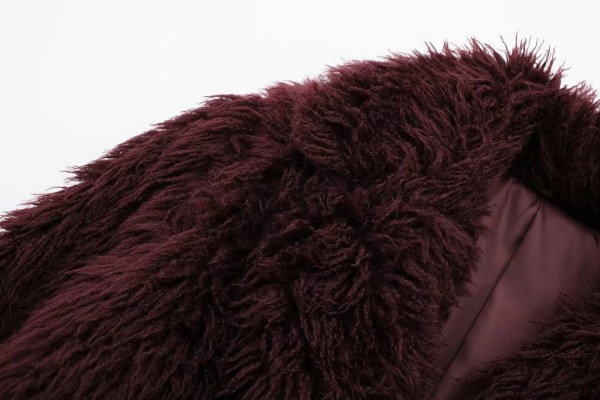 Womens Thick Winter Eco-friendly Fur Vintage Short Coat Burgandy Red Womens Thick Winter Eco-friendly Fur Vintage Short Coat Burgandy Red