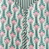 Womens Floral Print Fan Quilted Vintage Coat Pink Green