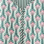 Womens Floral Print Fan Quilted Vintage Coat Pink Green Womens Floral Print Fan Quilted Vintage Coat Pink Green