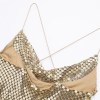 Womens Gold Mesh Spaghettini Strap Backless Slim Mini Party Dress