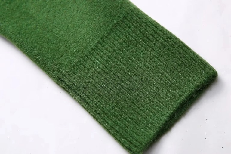 Womens Green Knit Cropped Turtleneck Jumper