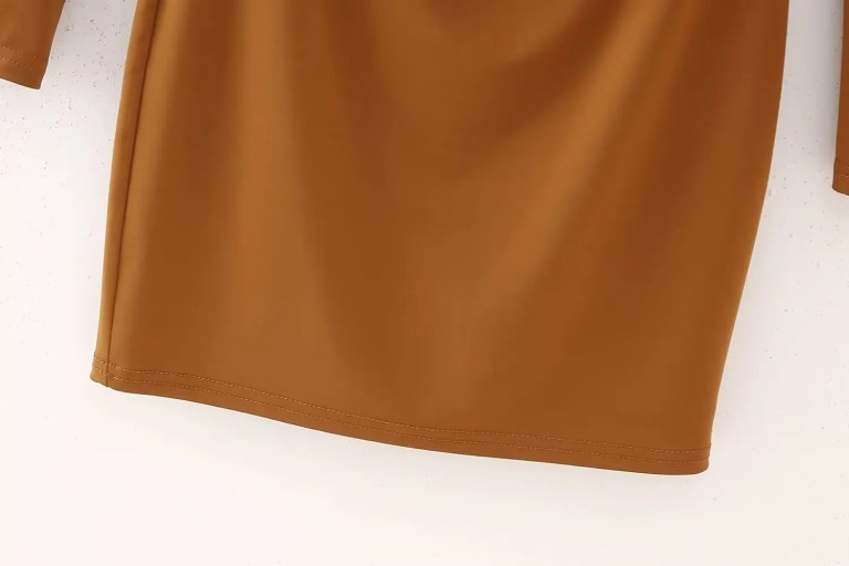 Womens Long V Long Sleeve 80’s Mini dress in Chocolate Vintage
