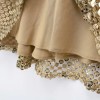 Womens Gold Mesh Spaghettini Strap Backless Slim Mini Party Dress