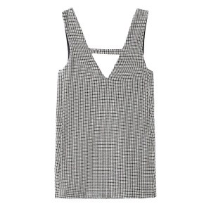 Womens Plaid V Back and Front Slim Mini Dress
