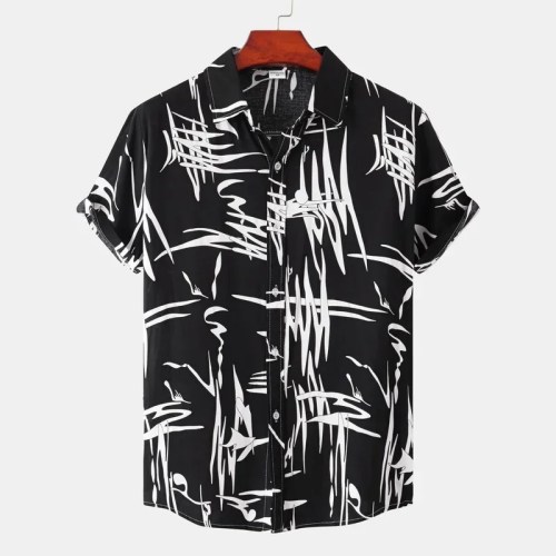 Men’s Striped Casual Short-sleeved Shirt – Camisas Para Hombre