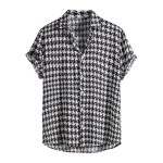 Summer Cotton Blend Men’s Houndstooth Plaid Short Sleeve Shirt – Streetwear Fashion Summer Cotton Blend Men’s Houndstooth Plaid Short Sleeve Shirt – Streetwear Fashion