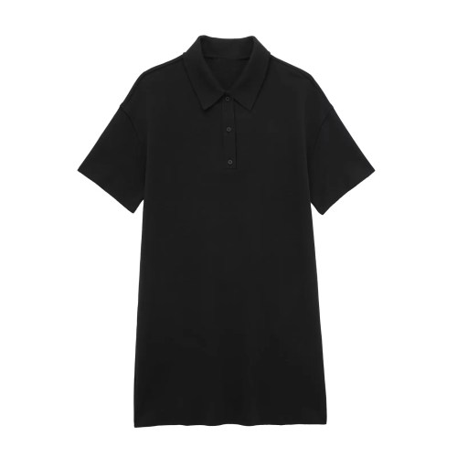 Womens Short Sleeve T Shirt Polo Dress in Black Mini Womens Short Sleeve T Shirt Polo Dress in Black Mini