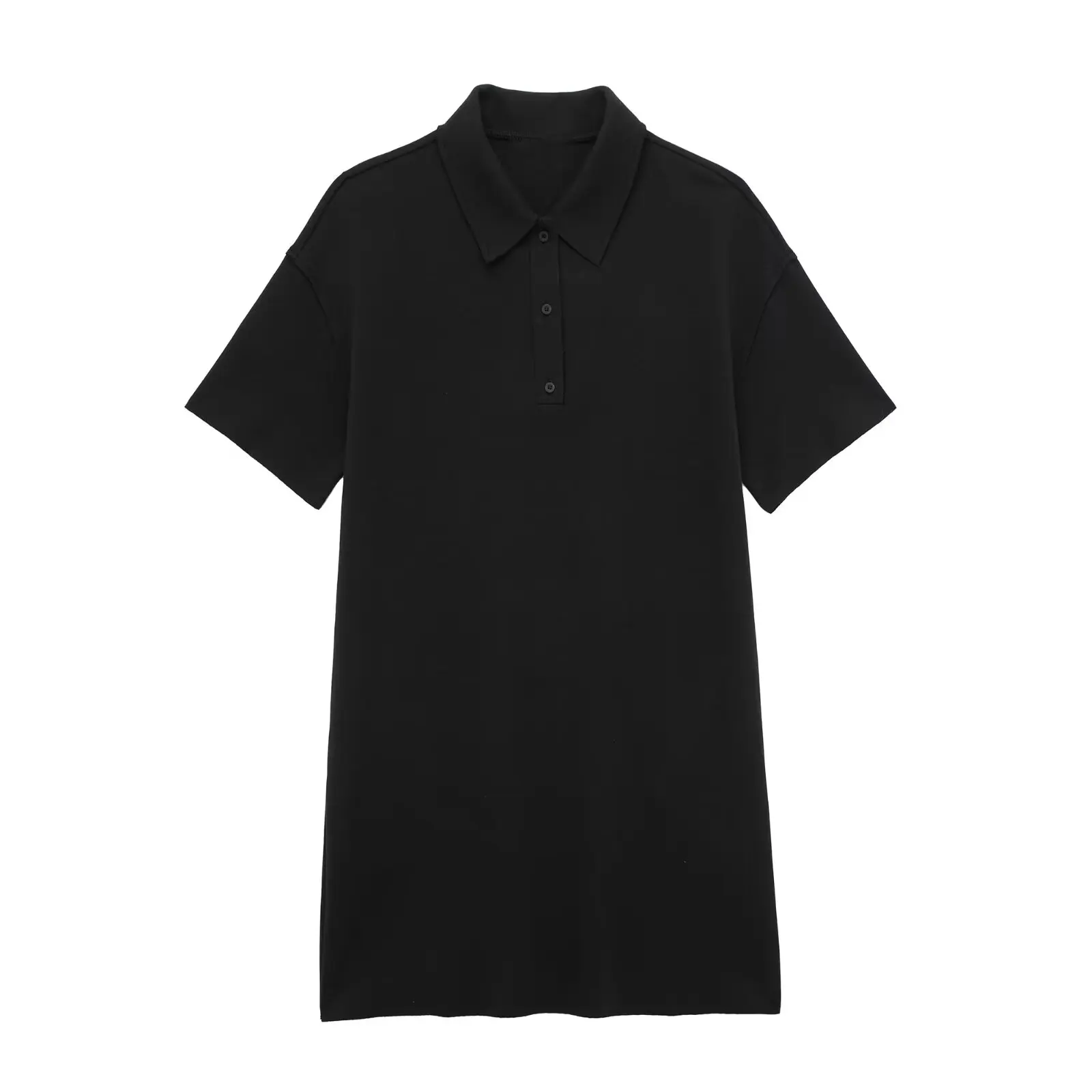 Womens Short Sleeve T Shirt Polo Dress in Black Mini