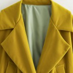 Womens Mustard Retro Vintage Fan Collar Oversized Jacket