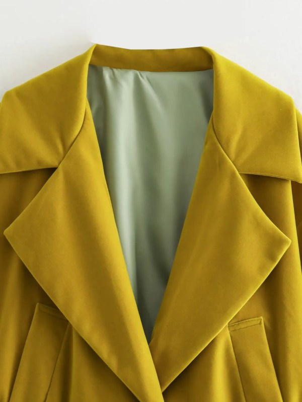 Womens Mustard Retro Vintage Fan Collar Oversized Jacket Womens Mustard Retro Vintage Fan Collar Oversized Jacket