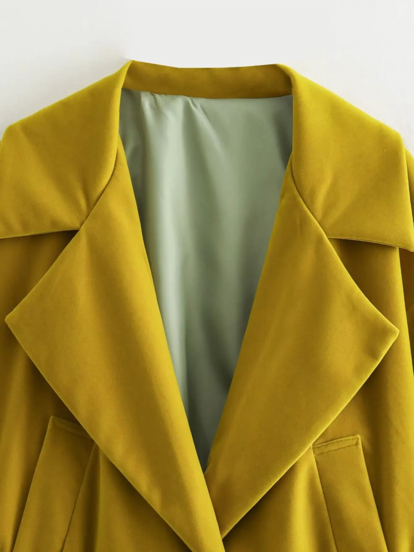 Womens Mustard Retro Vintage Fan Collar Oversized Jacket