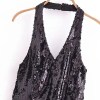 Womens Beaded Halter Sleeveless Black Jumpsuit