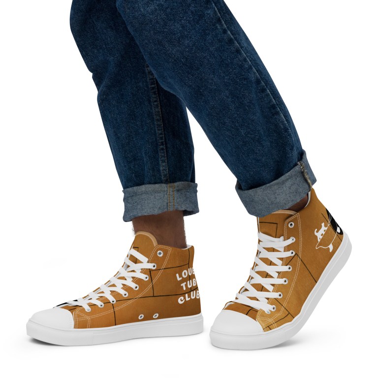 Men’s Golden high top canvas sneakers By Love Tub Club
