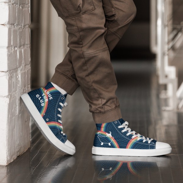 Men’s Rainbow high top canvas sneakers By Love Tub Club jQuery(document).ready(function($) { // Target the Products page if($('body').hasClass('edit-php') && $('body').hasClass('post-type-product')) { $("th.column-admin_commission").css( 'width', '10%' ); } });