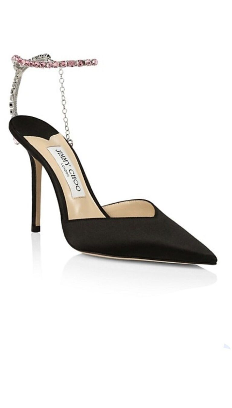 Authentic jimmy choo saeda black embellished satin pumps size 37.5 Authentic jimmy choo saeda black embellished satin pumps size 37.5