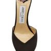 Authentic jimmy choo saeda black embellished satin pumps size 37.5