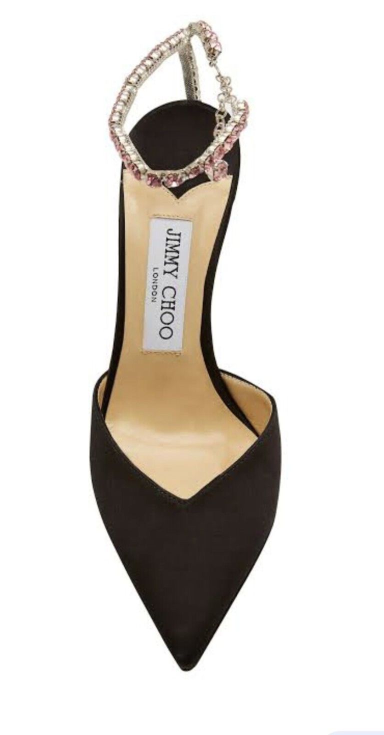 Authentic jimmy choo saeda black embellished satin pumps size 37.5 Authentic jimmy choo saeda black embellished satin pumps size 37.5