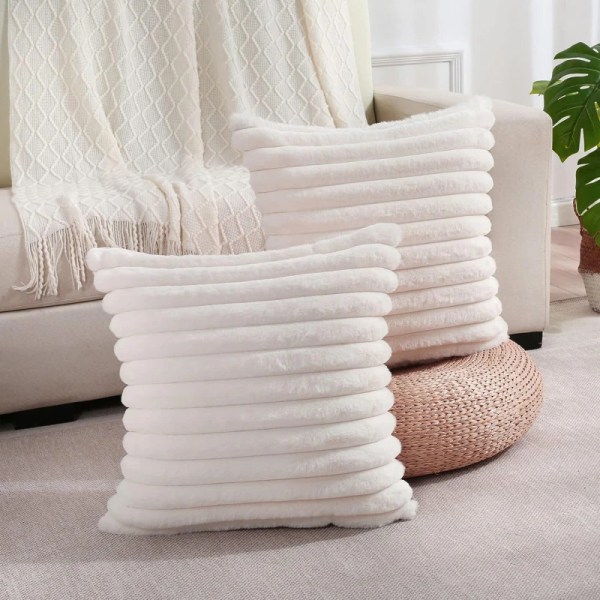 Faux Rabbit Fur Soft Plush Square Cushion Covers