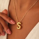 Bubble Gold Initial Pendant Necklace the perfect gift.