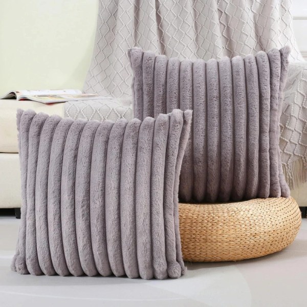 Faux Rabbit Fur Soft Plush Square Cushion Covers