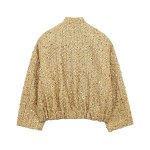 Womens Shimmer Sequence Stand Collar Long Sleeve Winter Coat