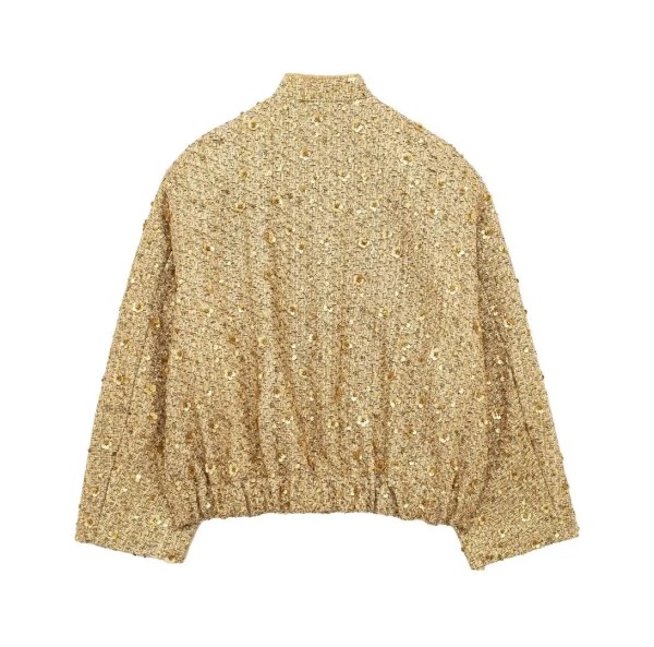 Womens Shimmer Sequence Stand Collar Long Sleeve Winter Coat Womens Shimmer Sequence Stand Collar Long Sleeve Winter Coat