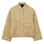 Womens Shimmer Sequence Stand Collar Long Sleeve Winter Coat