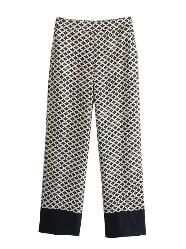 Bold Vintage Print Women Pyjamas Set Single Breasted Long Sleeve Shirt Loose Long Pants Bold Vintage Print Women Pyjamas Set Single Breasted Long Sleeve Shirt Loose Long Pants
