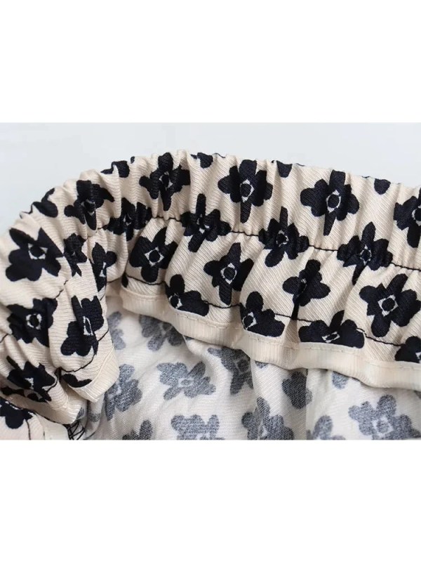 Bold Vintage Print Women Pyjamas Set Single Breasted Long Sleeve Shirt Loose Long Pants Bold Vintage Print Women Pyjamas Set Single Breasted Long Sleeve Shirt Loose Long Pants