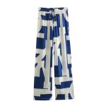 Women’s Colour Block Loungewear Set Silky Satin Print Shirt Loose Straight Leg Pants Women’s Colour Block Loungewear Set Silky Satin Print Shirt Loose Straight Leg Pants