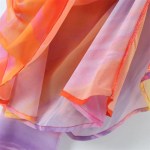 Holiday Women’s Striped Tie-dye streamer Asymmetrical Oblique shoulder Chiffon Mini Dress