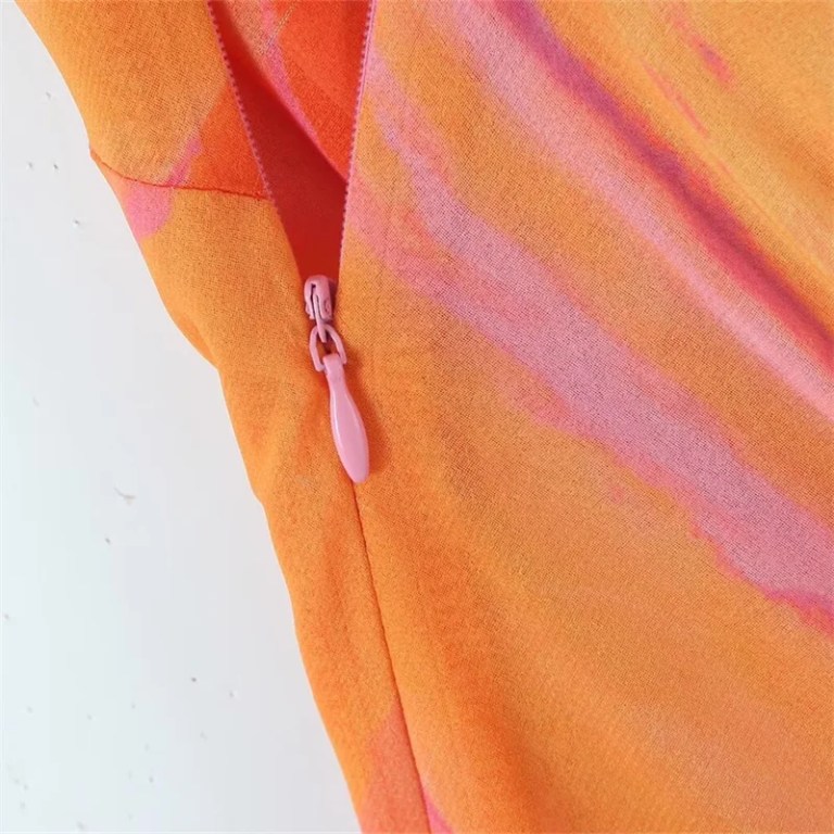Holiday Women’s Striped Tie-dye streamer Asymmetrical Oblique shoulder Chiffon Mini Dress
