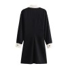 Women’s Slim Fit Polo Collar Single Breasted Black Shirt Mini Dress Women’s Slim Fit Polo Collar Single Breasted Black Shirt Mini Dress