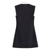 Spring Women’s Black Contrast White Sleeveless Collar Dress with cute black gold button detail Spring Women’s Black Contrast White Sleeveless Collar Dress with cute black gold button detail