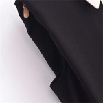 Spring Women’s Black Contrast White Sleeveless Collar Dress with cute black gold button detail