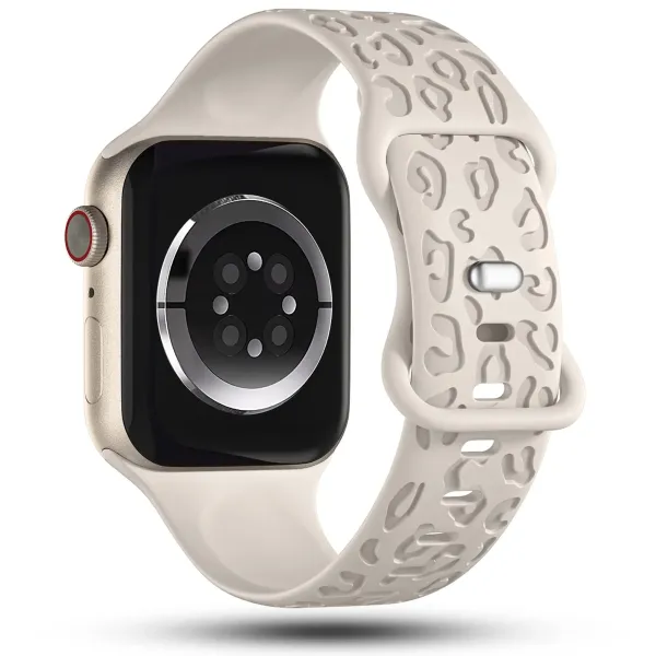Strap For Apple Watch Band Engraved Leopard Print Design